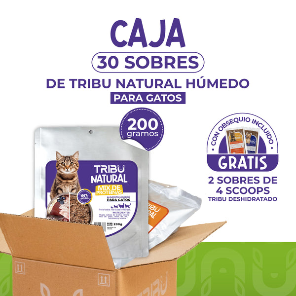 Caja x 30 Tribu Natural Húmedo Para Gatos 200 g | Alimento para Gatos