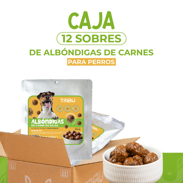 Caja x 12 sobres de Albóndigas de Carne | Alimento para perros